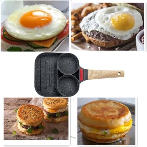 3 Holes Non Stick Omelet Frying Pan for Burger Egg Ham Sandwiches Omelette Breakfast Maker Kitchen Grill Wok Cooking Pot