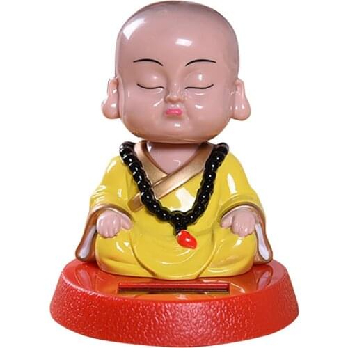 Solar Power Lovely Cartoon Monk Swing Head Car Interior Dashboard Ornament Gift car accessories