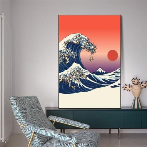 Modern Wall Art The Great Wave off Kanagawa Canvas Posters on the Wall Classical Famous Seascape Wall Cuadros Picture Home Decor