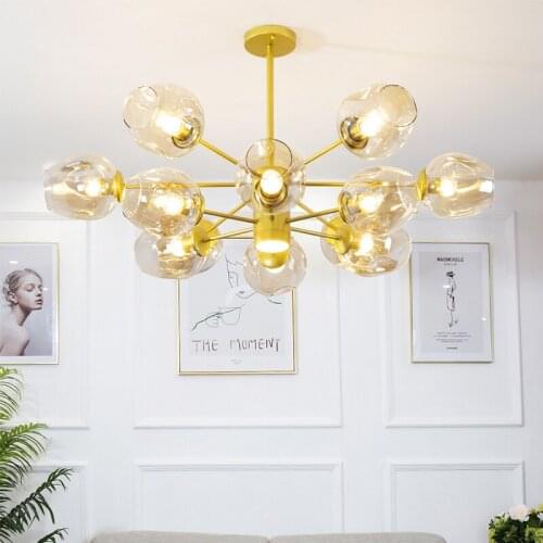 Modern LED Chandelier Lighting Lustre for Bedroom Kitchen Bar Chandelier Art Design Black Loft Glass Ball Hanging Light Fixture