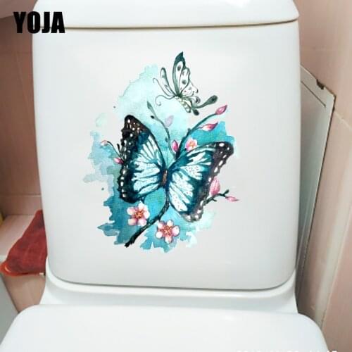 YOJA 18.9X22.8CM Classical Cherry Blossom Butterfly Wall Stickers Mural Room WC Toilet Decor T1-2074