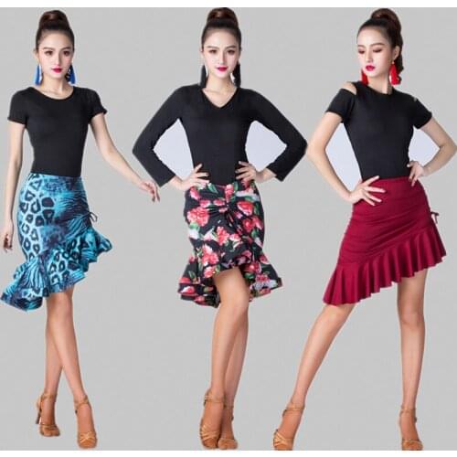 New female adult Latin dance clothes Irregular skirts hips fishtail skirts bottoms drawstring skirts new female Latin dance