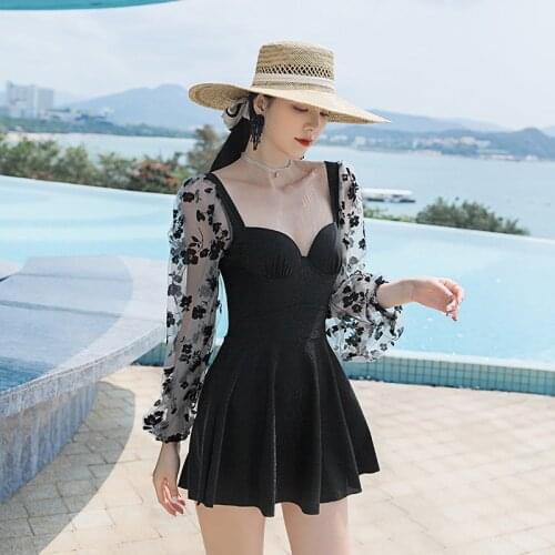 Women One Piece Swimsuit Bikini Set 1 Swim Suit Light Ripe Sexy Black Lace Skirt Slim Print Polyester Sierra Surfer Swimwear