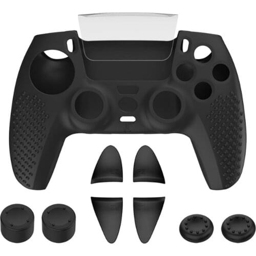 10 in 1 Set Trigger Extenders and Controller Thumb Grips Protect Cover Accessories Kit Bundle for PS5 DualSense Controller