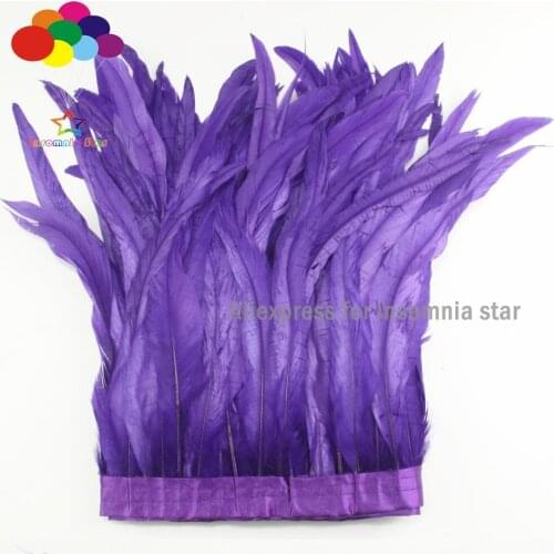 2 meters 10-14inch/25-35CM Dark purple Cock tail feathers trim Coque feather trimmed ribbon DIY dress decoration accessories