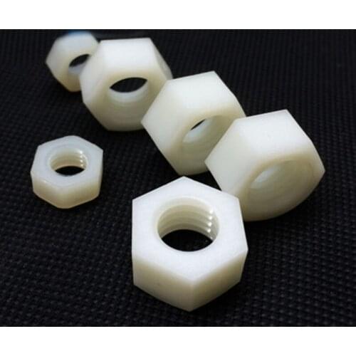 20pcs M2 M2.5 M3 M4 M5 M6 M8 Nut screws set hex nuts plastic nylon screw white insulation plastic