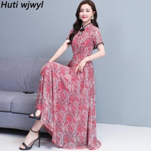 2021 Fashion Elegant Boho Beach Maxi Sundress Summer Vintage Casual Chinese Style Long Dress Women Bodycon Party Evening Vestido