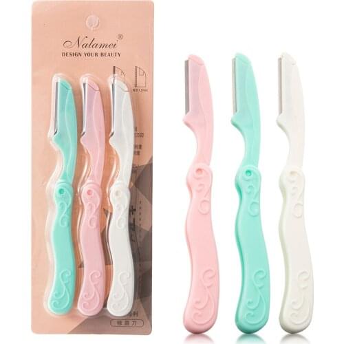 3Pcs/Set Beauty Face Eye Brow Shaper Shaver Foldable Facial Eyebrow Trimmer Armpit Hair Razor Stainless Steel Blades Makeup Tool