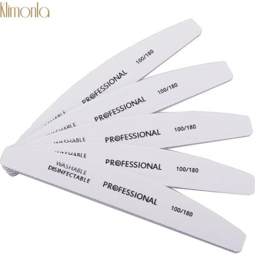 5pcs professional White Nail File Boat Style Sanding Nail Buffer 100/180 Washable UV Gel Polish lime a ongle Manicure Block