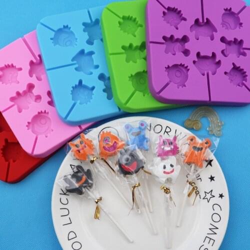 8 Even Easter Monster Silicone Lollipop Mold Self-Made Chocolate Mold with 20 Rod XG277