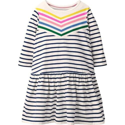 Bambino New Year2021Striped Dress of Little Girls 2-7 Years Baby School Dress Kid Party Clothes Children Long Sleeves Dress