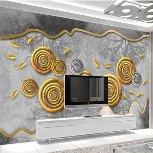 Beibehang Custom wallpaper 3d murals new Chinese artistic conception golden circle creative woods fashion soft bag 3d wallpaper