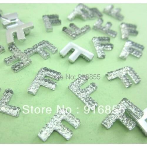 Free shipping 13*10mm 24pcs letter/alphabet "F" Flatback Crafts Resin Rhinestone Beads for DIY Decoration