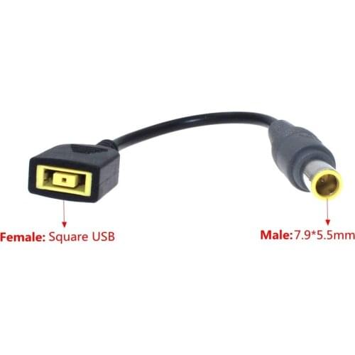 DC Square USB Plug Female To 7.9x5.5mm Male Power Adapter Converter Connector Cable Cord for Lenovo Thinkpad Charger Adapter
