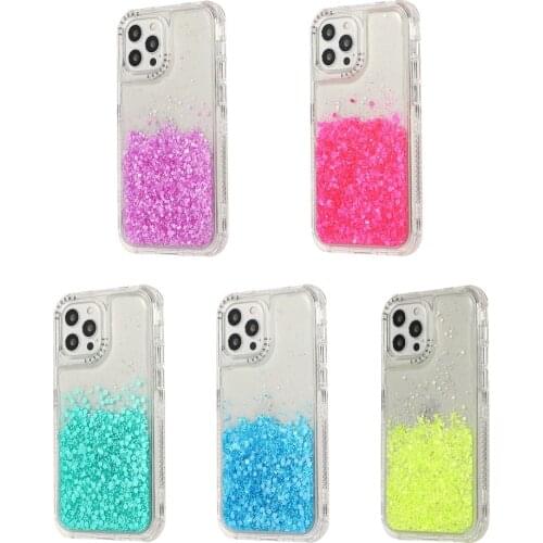 For iPhone 12 mobile phone 8PLUS soft 11 Pro 3 in 1 epoxy glitter tpu xs max xr protective back case