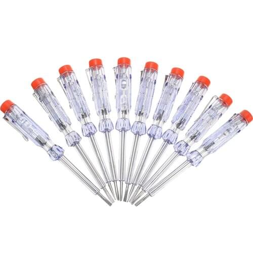 10pcs Electrical Tester Pen Current Tester 110-250V Phase Electrical Voltage Tester Induced Pen Detector Screwdriver Probe Pen