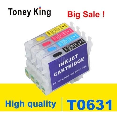 Toney King T0631 Refillable Ink Cartridge For Epson Stylus C67 C87 C87 Plus CX3700 CX4100 CX4700 CX5700F CX7700 Printer