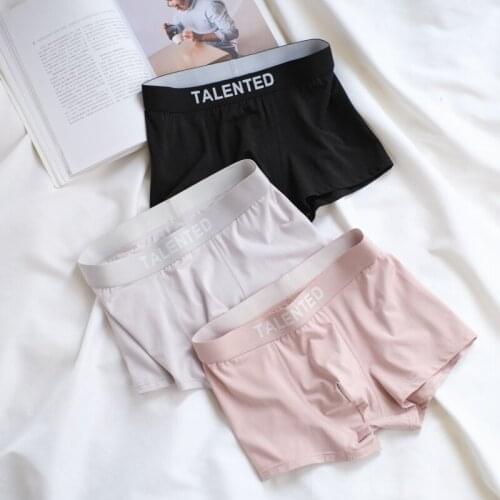 3 Pieces Mens Panties Solid Color Mens Underwear Boxer Shorts Middle Waist Ventilation Trend Men Underpants 2021 New Sale