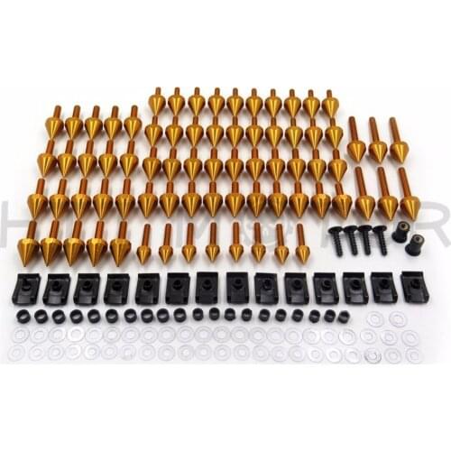 Aftermarket free shipping motorcycle parts Spike Fairing windscreen Bolts kits For Suzuki GSXR600 750 1000 Hayabusa GOLD