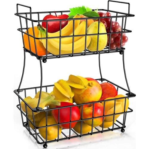 Fruit Basket, STEELGEAR 2 Tier Fruit Basket Bowl Holder for Kitchen, Detachable Vegetable Storage Fruit Stand for Counter Dining