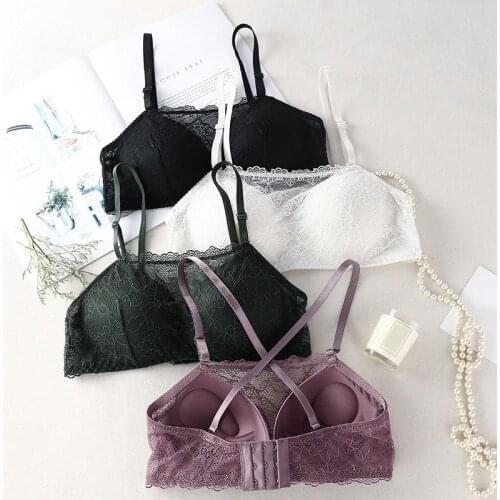 Lace Bras For Women Sexy Lingerie Small Chest Tube Top Lace Stitching Bra Female Underwear