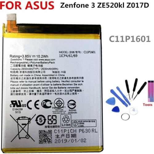 C11P1601 battery FOR ASUS Zenfone 3 ZE520kl Z017D 2650mAh lithium battery li-ion polymer battery High capacit