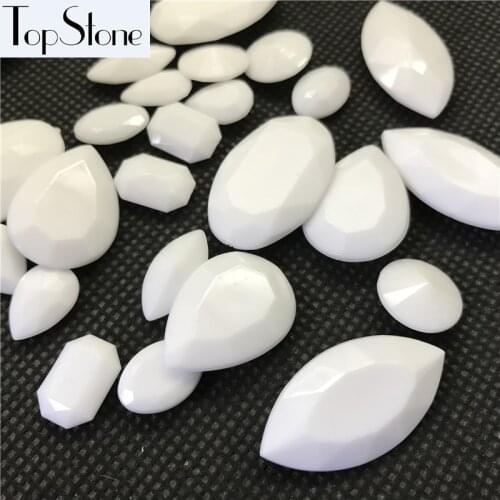 Chalk Milk White Color Acrylic Fancy Stones Teardrop,Navette,Rivoli,Oval,Rectangle 13x18mm All Sizes For Jewelry Making