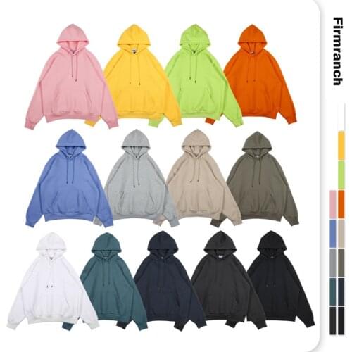 Firmranch Men/Women Couple High Quality All Match Basic Hoodies Fleece Linning 13 colors Optional Casual Loose Sport Sweatshirt