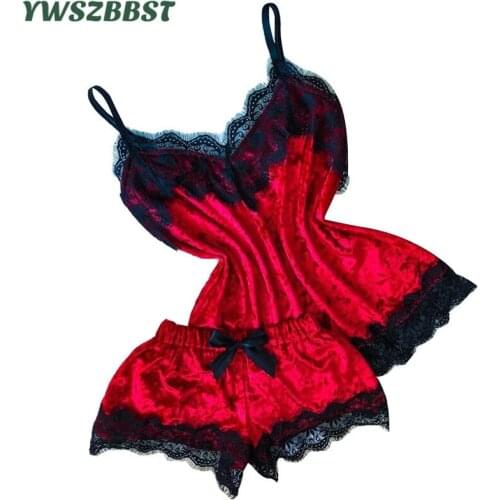 Women Sexy Lace Sling Nightshirt + Underwear 2pcs Nightwear Sleepwear Set Nighties for Lady Nightdress bowknot Nightclothes