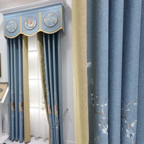 New European Chenille Jacquard Fabric Modern Curtains for Living Dining Room Bedroom Luxury Blackout Curtains