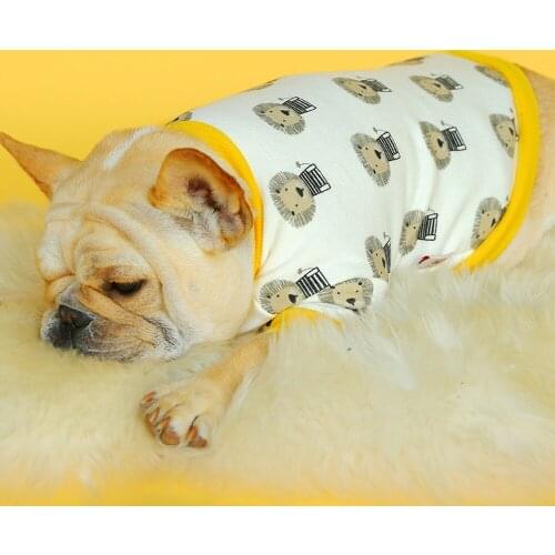 Cute Dogs Clothes Cartoon Lion Print Round Neck Costumes New Pug French Bulldog Corgi Dog Clothing Dog Clothes for Small Dogs