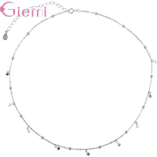 925 Sterling Silver Minimalist Geometric Bright Disc Choker Necklace Fashion Women Boho Jewelry Bohemia Gift Bijoux