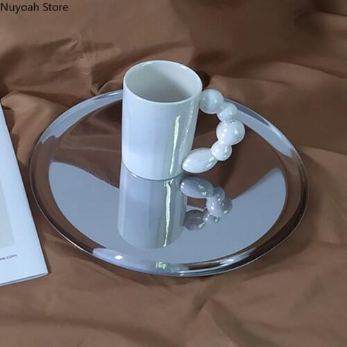 Nordic Minimalist Mirror Stainless Steel Tray Fruit Tray Light Luxury Silver Candy Tray Color Makeup Storage Tray Ornaments