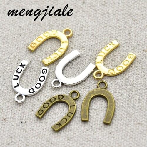 50pcs Two color alloy metal Horseshoe charms GOOD LUCK Pendants fit DIY Jewelry accessories 17*12mm