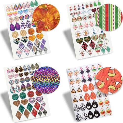 20*33cm Halloween Faux Leather Sheet Christmas Synthetic Bows Leather DIY Handmade Material Earrings DIY,1Yc20945