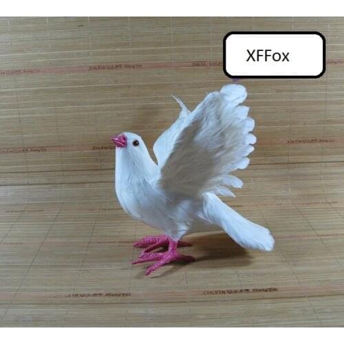 Real life pink mouth white pigeon model plastic&feather wings dove bird doll about 30x10x22cm xf0048