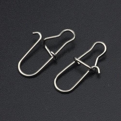 Rompin 100pcs/bag Hooked Snap Pin Stainless Steel Fishing Barrel Swivel Safety Snaps Hook Lure Accessories Connector Snap Pesca