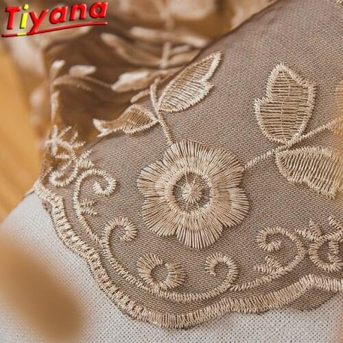 European-style Luxury 3D Embroidered Tulle Gauze Curtains for Living Room Coffee Sheer Window Screens for Balcony #VT