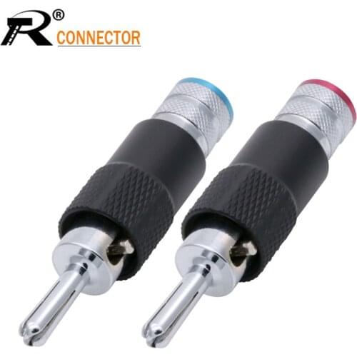 20pcs/lot Luxury Copper Rhodium Banana Plug Audio Connector Male Adapter Speaker Interlock Banana Binding Post Terminals