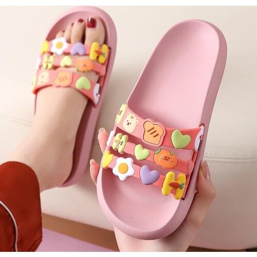 Summer Cute Cartoon Women Slippers Indoor Soft Sole Thick Bottom Tide Couples Slide Sandals Home Bathroom Non-slip Shoes