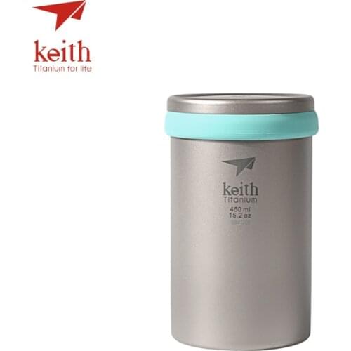 Keith Double Wall Titanium Mug Camping Tea Coffee Maker With Loose Tea Infuser Titanium Strainer For Cup 450ml