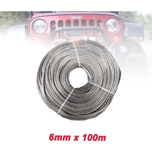 Free Shipping 6MM 100M UHMWPE Winch Rope For ATV UTV SUV 4X4 4WD OFF-ROAD