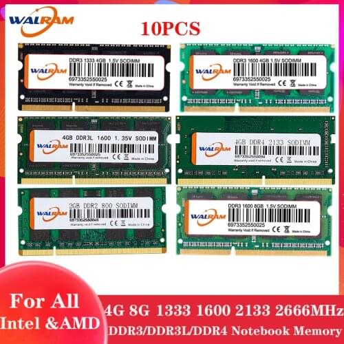 WALRAM memoria ram DDR3 DDR4 2GB 8GB 4GB Laptop Ram 1333 1600 1866 2133 2400 2666MHz DDR3L 204pin 1.35V Sodimm Notebook Memory