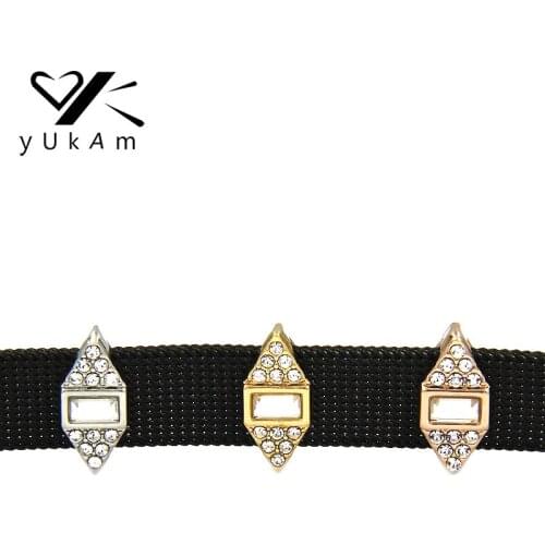 YUKAM Jewelry Crystal Rhinestones Turning Points Slider Charms Keeper for Reversible Stainless Steel Keeper Bracelet Accessories