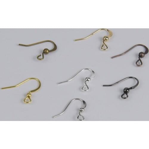 100Pcs/Lot 19*18mm DIY Earring Clasps Findings Twist Ear Wires Beaded Flat Earrings Hooks For Jewelry Making Supplies