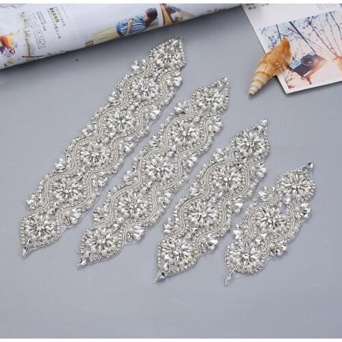 Clear Rhinestones Appliques For Wedding Dresses Belt Different Size Sets Rose Gold Crystal Rhinestones Sewing On Bridal Sashes
