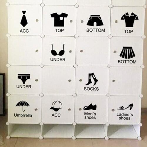 1/2PCS Wall Stickers Home Decor Wardrobe Sticker Decal Bedroom Vinyl Art Mural Clothing Identification Classification Wallpaper