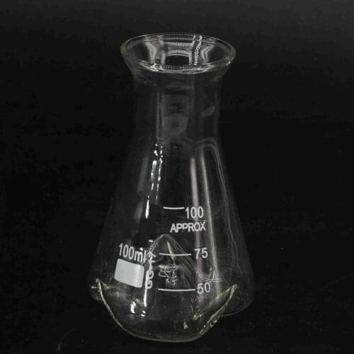 100ml 3 Concave GG17 Glass Wide Mouth Baffle Shake Conical Erlenmeye Flask Lab