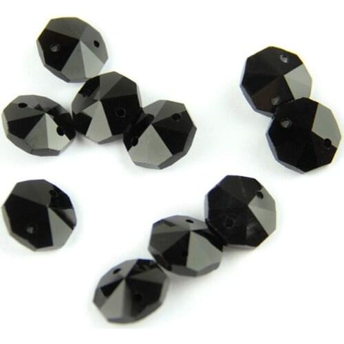 14mm 100pcs Curtains Partitions Entrance Loose Bead Chandelier Black Glass Crystal Lamp Prism Hanging Drop Pendant Bead