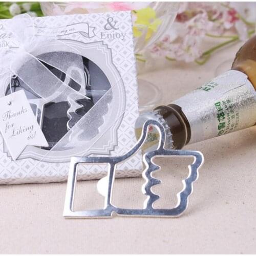 100pcs Wedding Favors and gifts Facebook smiley Like Bottle opener Wedding Party Guests gift box Bridal shower gifts SN2087